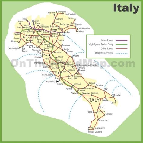 Railway map of Italy Map Of Italy Cities, Italy Map, Italy Vacation, Italy Travel, Europe Travel ...