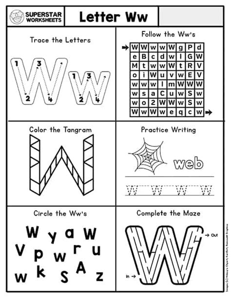 Letter W Worksheets - Superstar Worksheets