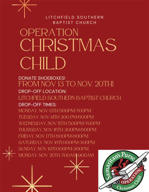 Operation Christmas Child Shoebox Drop off - The City of Litchfield