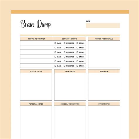 Printable Brain Dump Template | Instant download PDF | A4 & US Letter – Plan Print Land