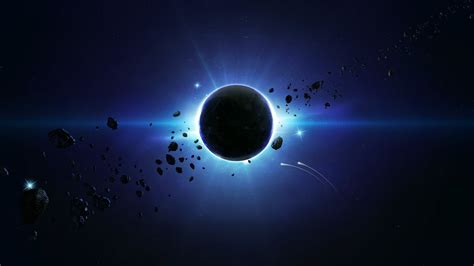 Wallpaper : 2560x1440 px, asteroid, planet, solar eclipse, space art 2560x1440 - goodfon ...