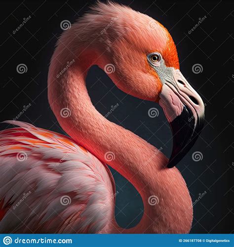 Pink Flamingo Portrait in Studio, Ultra Realistic Image, Generative Ai Stock Illustration ...