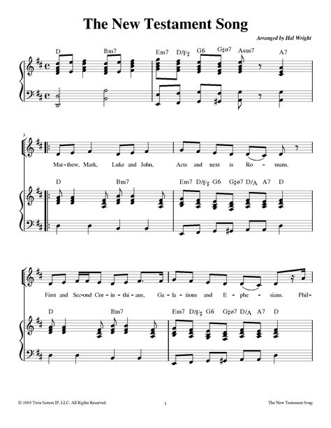 The New Testament Song Sheet Music by Teach Simple