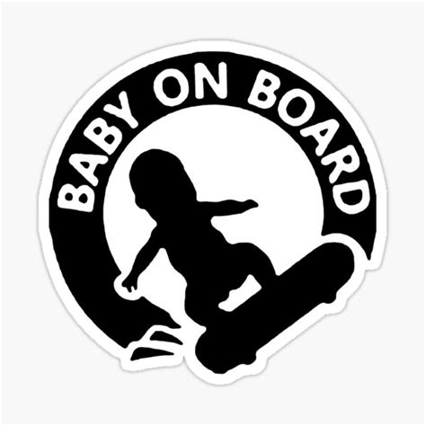 "baby on board skateboard black" Sticker by roselynhara | Redbubble