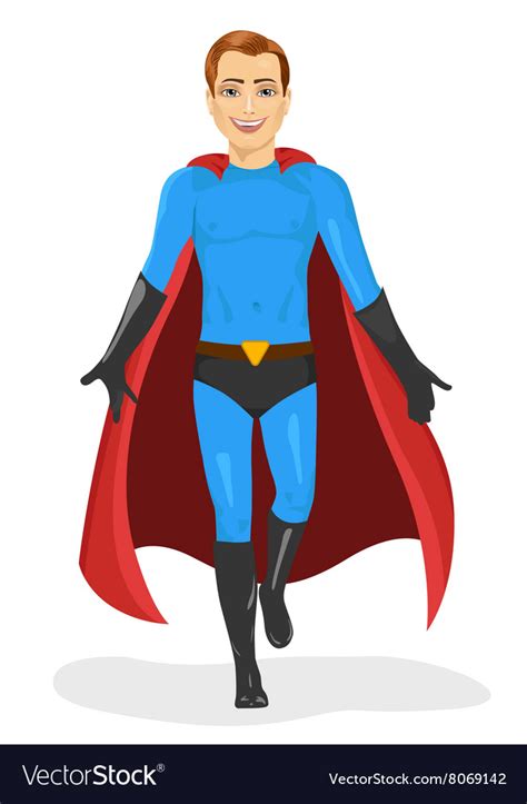 Handsome young man in blue superhero costume Vector Image