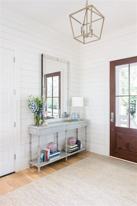 Benjamin Moore Chantilly Lace Benjamin Moore Chantilly Lace White shiplap foyer painted in ...