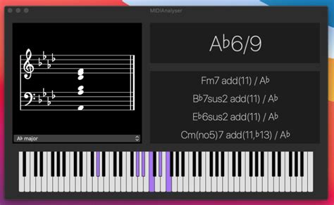 Real time MIDI chord analyser for macOS built in Swift