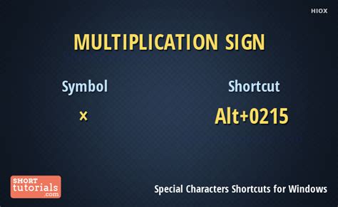 Keyboard Shortcut for Multiplication Sign in Windows