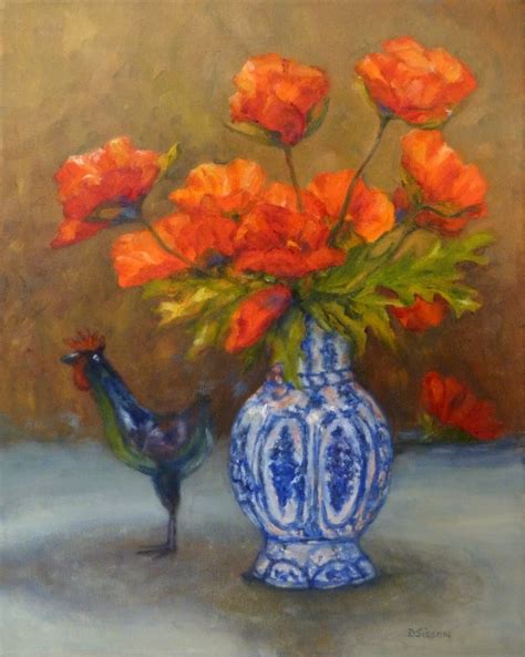 Daily Painters of Arkansas: Poppies with Blue Vase Debra Sisson Oil Painting Flowers Art Still ...