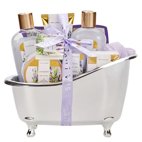 Spa Gift Baskets for Women, Lavender Bath Sets, Luxury 8 Pcs Home Bath Gift Set for Her ...