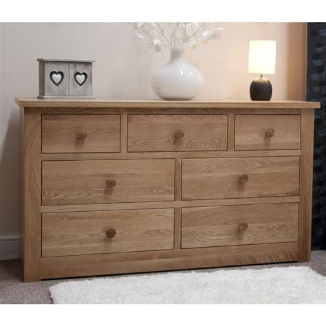 Torino Solid Oak Furniture Large Chest of Drawers - Sale