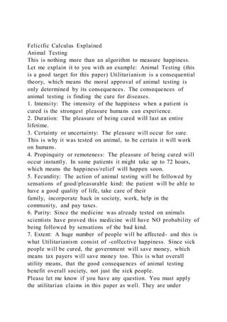 Felicific Calculus ExplainedAnimal TestingThis is nothing more | PDF