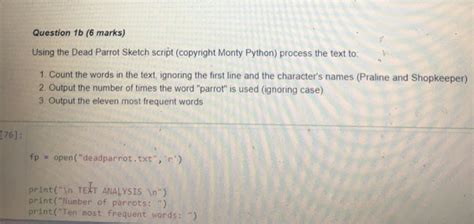 (Get Answer) - Using The Dead Parrot Sketch Script (Copyright Monty Python)...| Transtutors