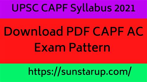 UPSC CAPF Syllabus 2021: Download PDF CAPF AC Exam Pattern – Sunstarup