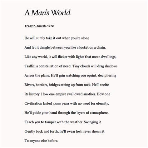 "A Man's World" - Tracy K Smith Female Poets, American Poetry, Dead ...