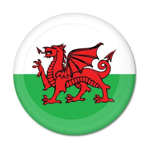 Welsh National Flag Badge - 5cm Diameter Badge with Red Dragon