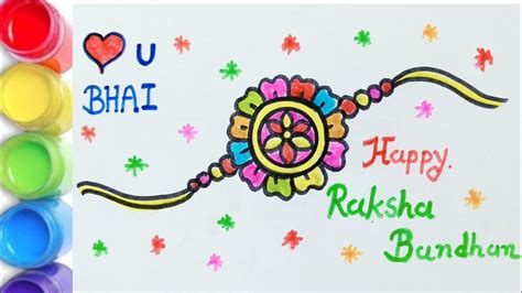 How to draw rakhi step by step / Raksha bandhan drawing for kids /Easy Rakhi drawing #rakhi # ...