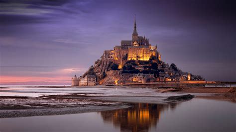 France Monastery Mont Saint-Michel Normandy Reflection HD Travel ...