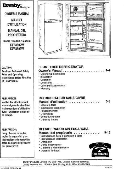 Danby DFF8803W User Manual REFRIGERATOR Manuals And Guides L0712296