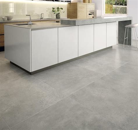 Concrete floor tiles kitchen, Grey flooring, Kitchen flooring