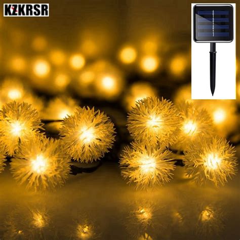 KZKRSR 4.8m/7.5m/12m 20/50/100 led Solar Powered Twinkling String Lights Outdoor Waterproof ...