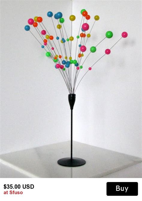 Atomic Kinetic Balls Sculpture, Decorative Colorful Ball Tree, Mid Century Art Spray, Colorful ...