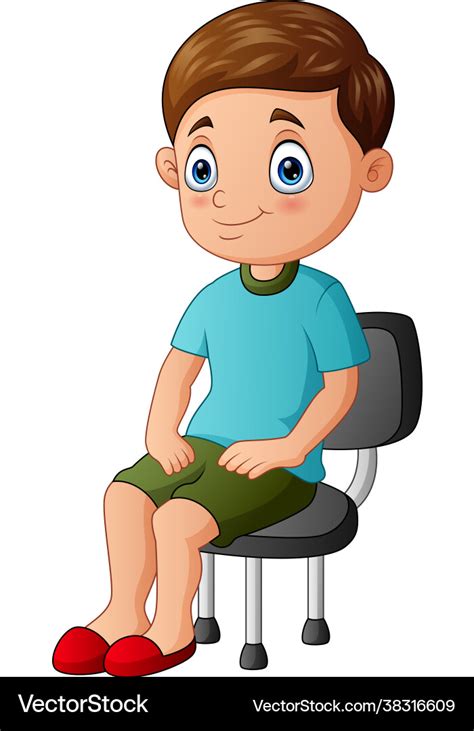 Cartoon a boy sitting on chair Royalty Free Vector Image