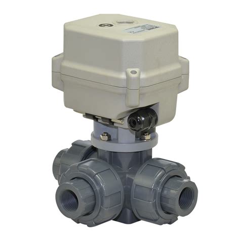 A150-T15-P3-B 3 way PVC motorized ball valve true union