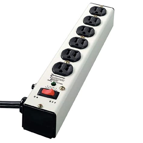 Intermatic 6 ft. 6-Outlet Surge Protector Strip Computer Grade with Lighted On/Off Switch, White ...