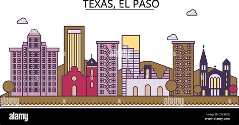 United States, El Paso tourism landmarks, vector city travel illustration Stock Vector Image ...