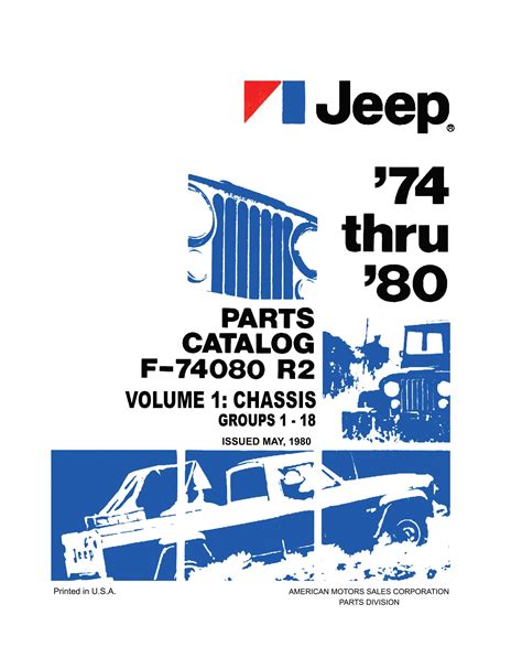 1974 1975 1976 1977 1978 1979 1980 Jeep Parts Catalog CJ Wrangler