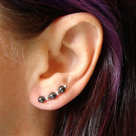 Ear Pins - Sterling Silver Filled And Hematite - Pair - Earrings on Luulla