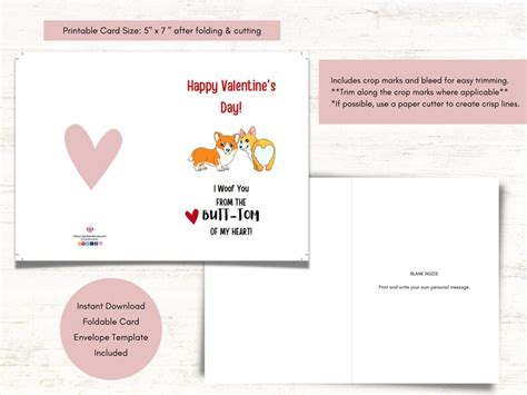 Corgi Valentine Card, Valentines Day Card for Him or Her, Printable ...