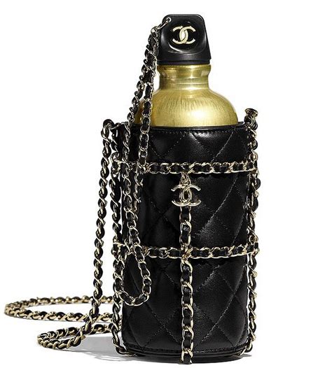 Care for a gold-colored Chanel water bottle with a flask bag for $5800 ...