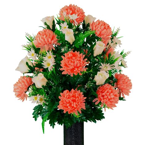 Sympathy Silks Artificial Cemetery Flowers – Realistic - Outdoor Grave Decorations - Non-Bleed ...