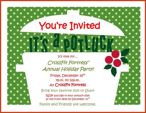 Christmas Potluck Invitation Template Free Printable