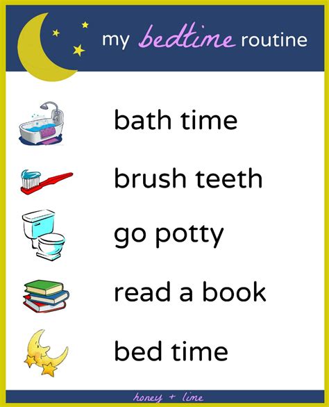 Free Printable Bedtime Routine Chart for Kids - Honey + Lime | Motivacion