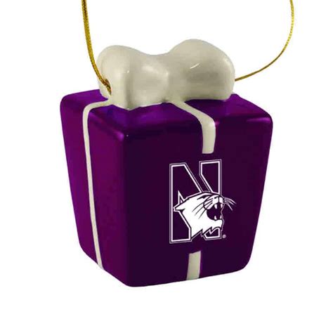 Northwestern Wildcats Ceramic 3D Christmas Present Shaped Purple ...