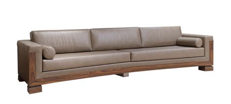 Contemporary extra long taupe leather sofa