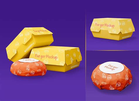 Free Takeaway Burger Food Packaging Mockup PSD Set - Good Mockups