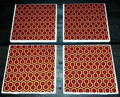 The Shining carpet pattern set of 4 glazed by YourMemoryCoasters