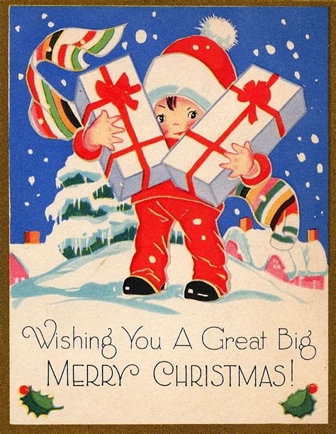 Vintage Merry Christmas, Retro Christmas Card, Vintage Christmas Card | Vintage christmas cards ...