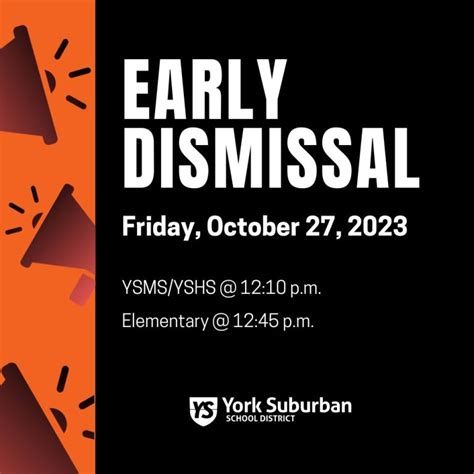 Early Dismissal Reminder – York Suburban School District