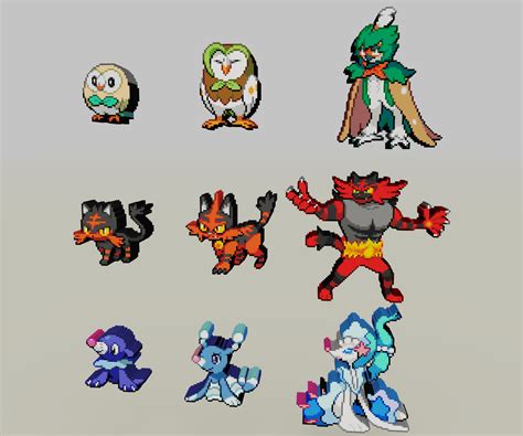 Starter Pokemon Gen Voxel Sprite 3D Print Models In Monsters Creatures 3DExport ...