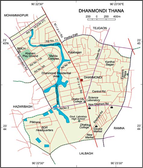 Thana Boundary map of Dhanmondi, Dhaka (Source: LGED, 2022). | Download Scientific Diagram