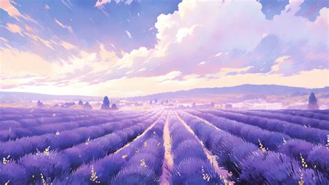 Lavender Fields & Clouds Desktop Wallpaper - Lavender Wallpaper