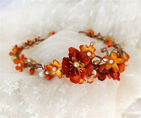 Fall Flower Crown, Burnt Orange Flower Crown, Fall Floral Crown, Autumn Headband, Fall Headband ...