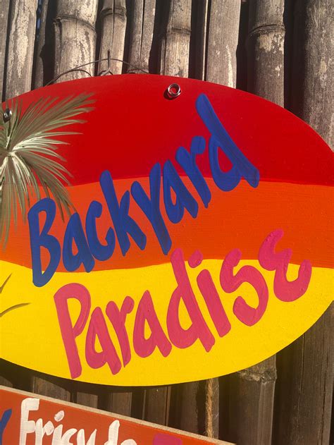 Backyard Paradise Hand Painted Wood Wall Hanger Sign | Etsy