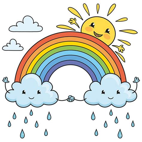 How to Draw a Cute Rainbow and Clouds - Really Easy Drawing Tutorial | Rainbow drawing, Easy ...