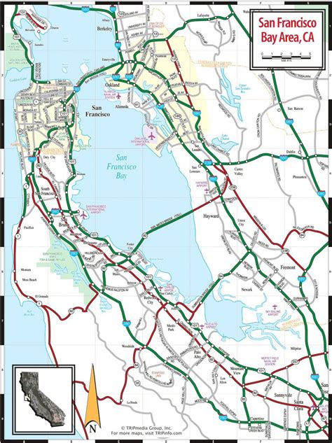 Map of bay area ca - Map of San Francisco bay area (California - USA)